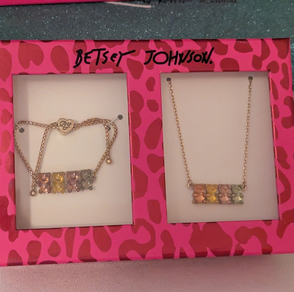 Betsey Johnson Patel Gummy Bear Bracelet And Necklace with Multicolor Accents